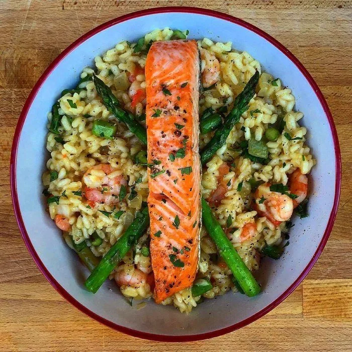 Risotto with Salmon and King Prawns