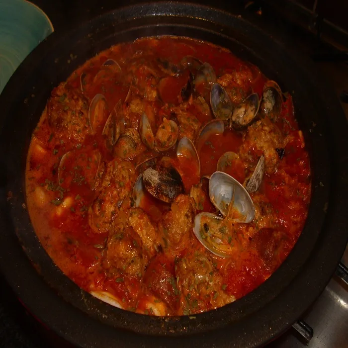 Spanish Meatballs with Shellfish, Chorizo and Squid