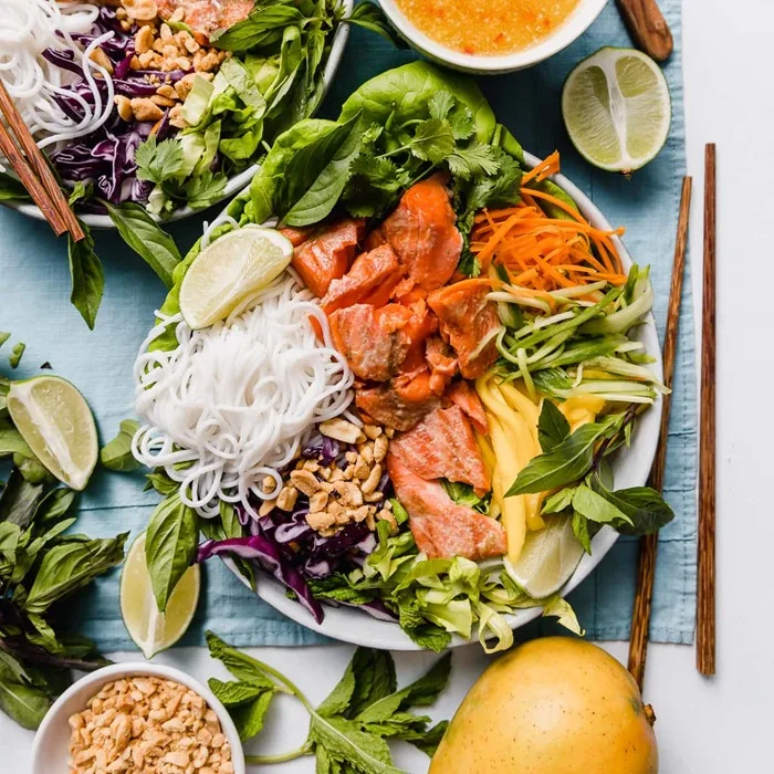 Rice Noodle Salad with Smoked Salmon
