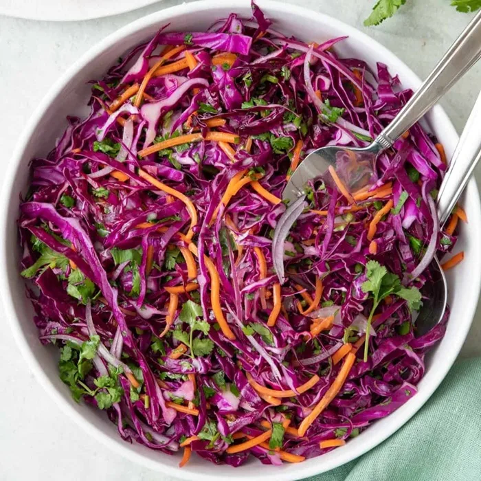 Spicy Carrot, Cabbage and Red Onion Salad