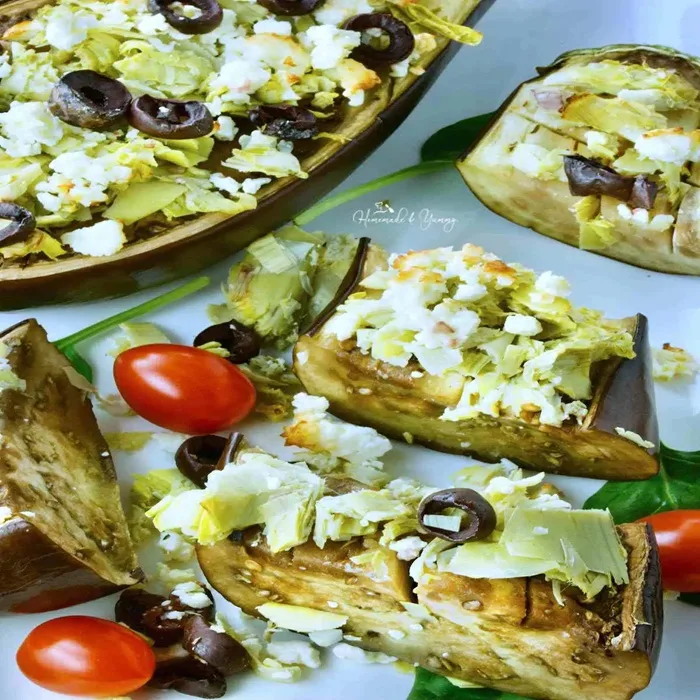 Roasted Eggplant with Goat Cheese and Crispy Flatbread