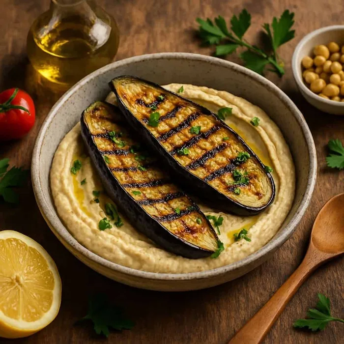 Grilled Eggplant with Hummus
