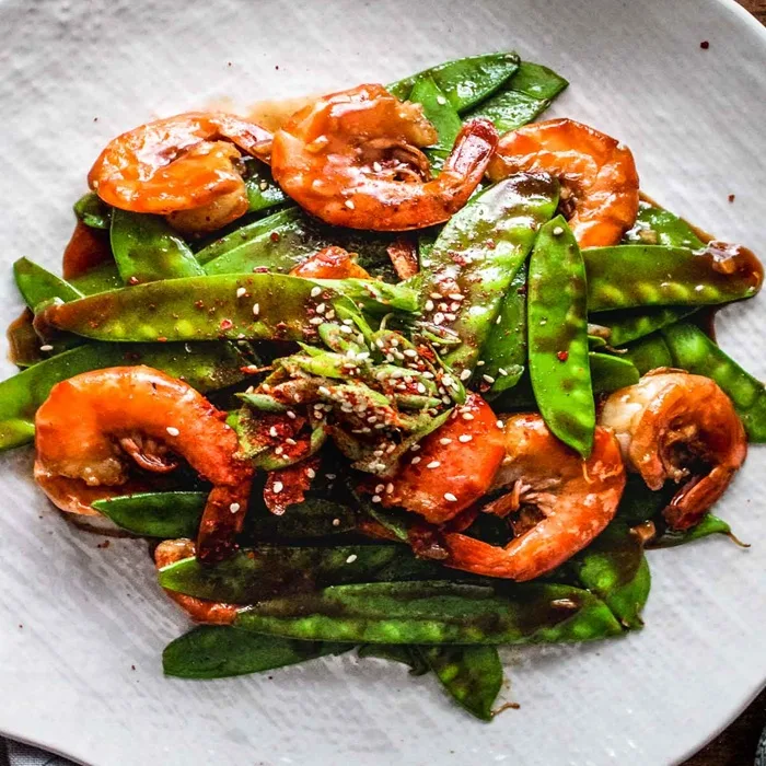 Shrimp with Young Peas